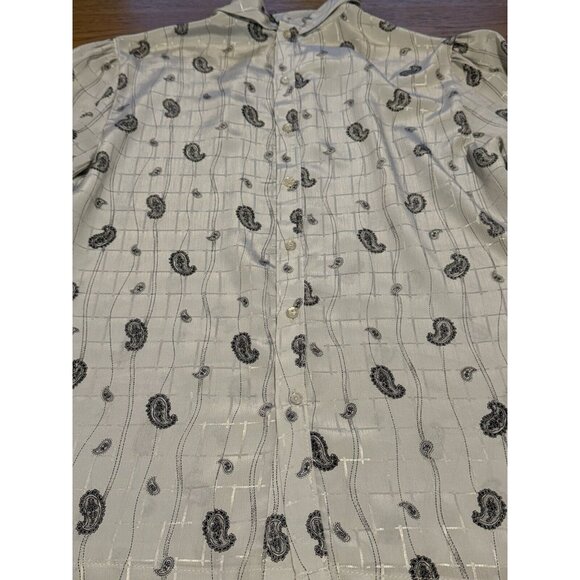 Judy Bond Blouse Paisley Sheer Size 12 Retro 70s 80's Buttons Designer Career - Picture 12 of 14